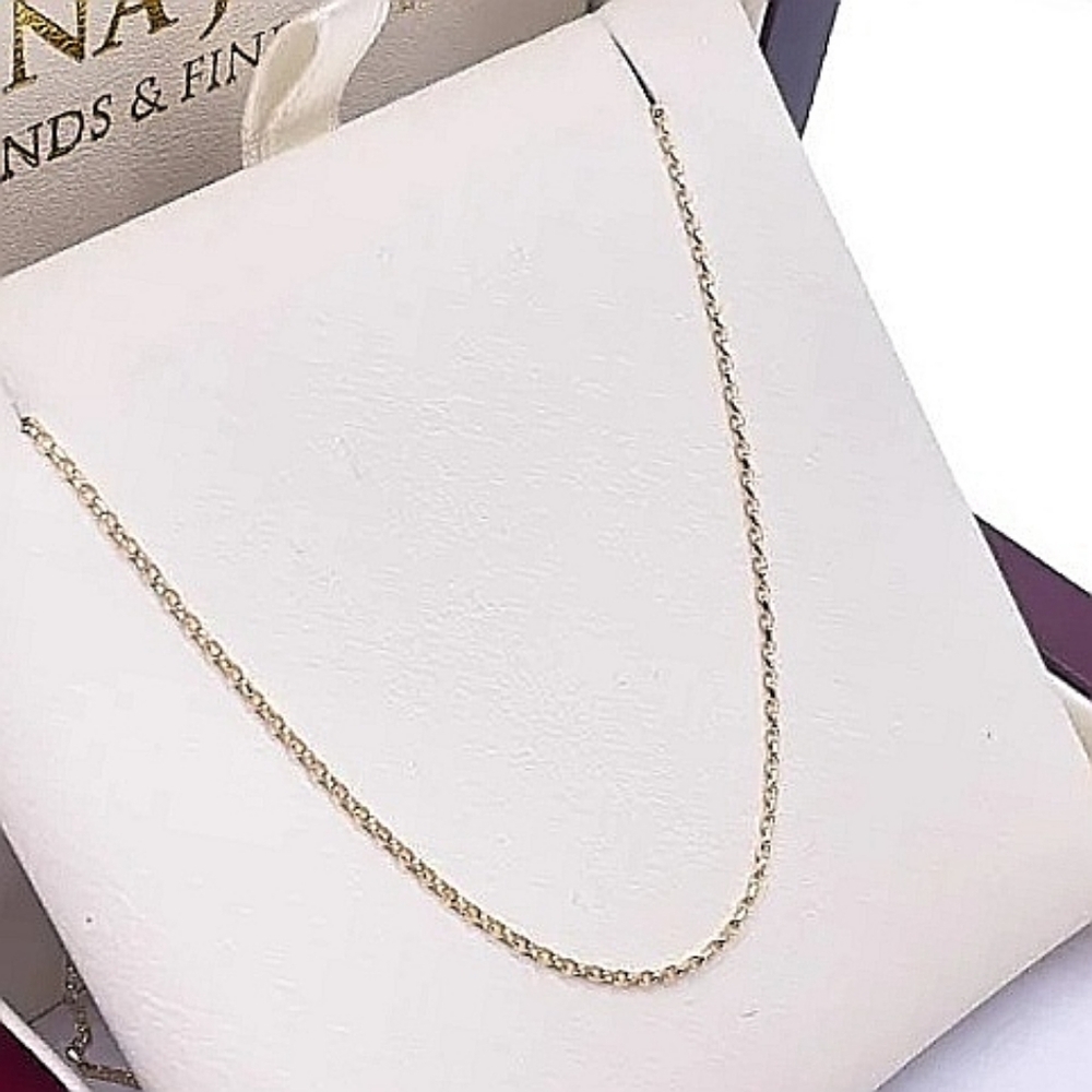 14k Yellow Gold basic necklace chain 18" anchor link sterling silver